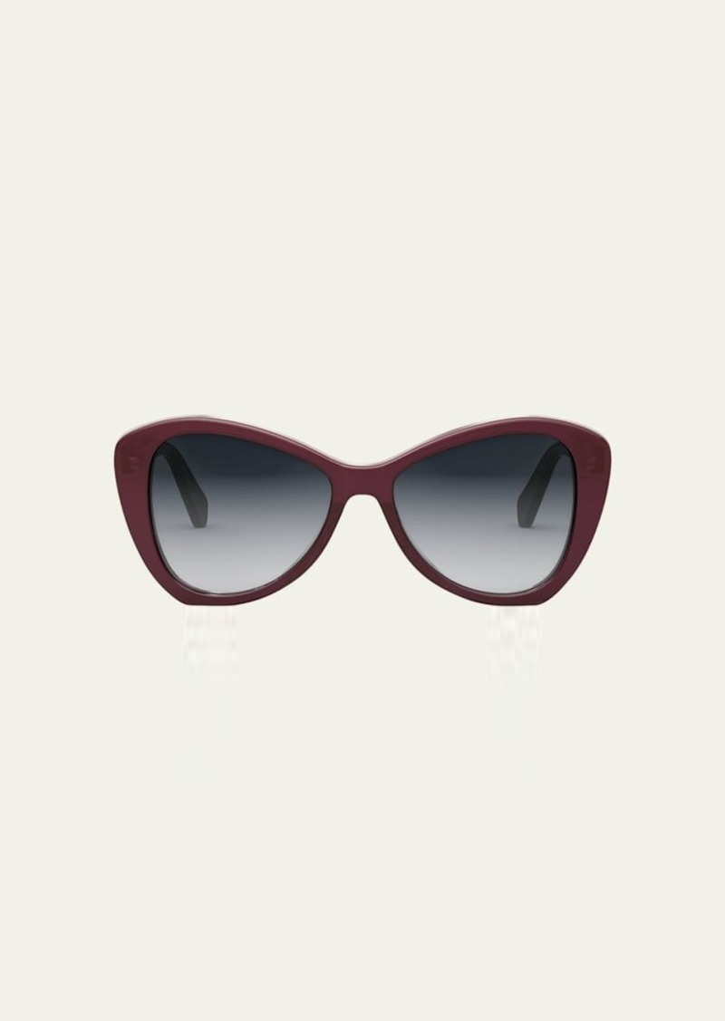 Celine Thin Logo Acetate Butterfly Sunglasses