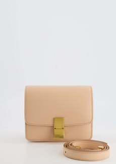 Celine Céline Light Peach Leather Small Shoulder Box Bag With Gold Hardware