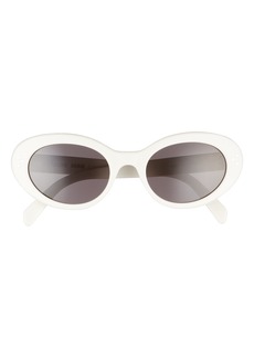 CELINE 53mm Cat Eye Sunglasses in Shiny Solid Ivory/Smoke at Nordstrom