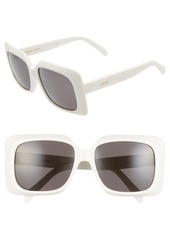 CELINE 60mm International Fit Square Sunglasses in White/Smoke at Nordstrom