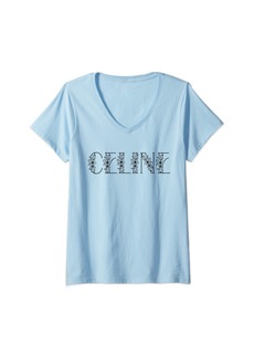 Womens Celine T-Shirt Floral Celine Name Birthday Shirt Gift V-Neck T-Shirt