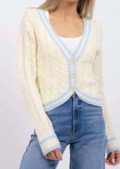 Central Park West Clementine Cardigan In Blue/ivory