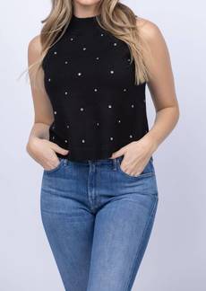 Central Park West Daisy Hotfix Shell Top In Black