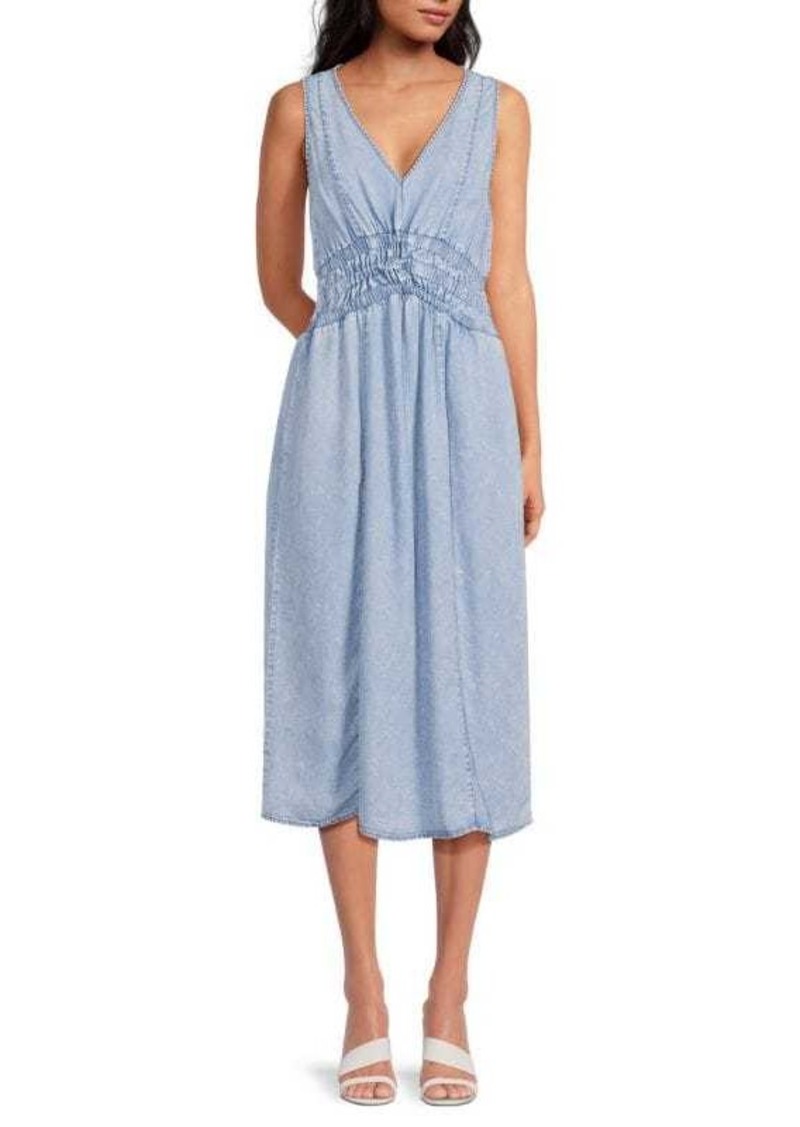 Central Park West Denim A-Line Midi Dress