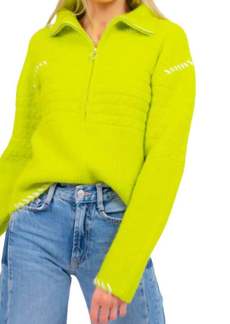 Central Park West Livie Half-Zip Sweater In Lime