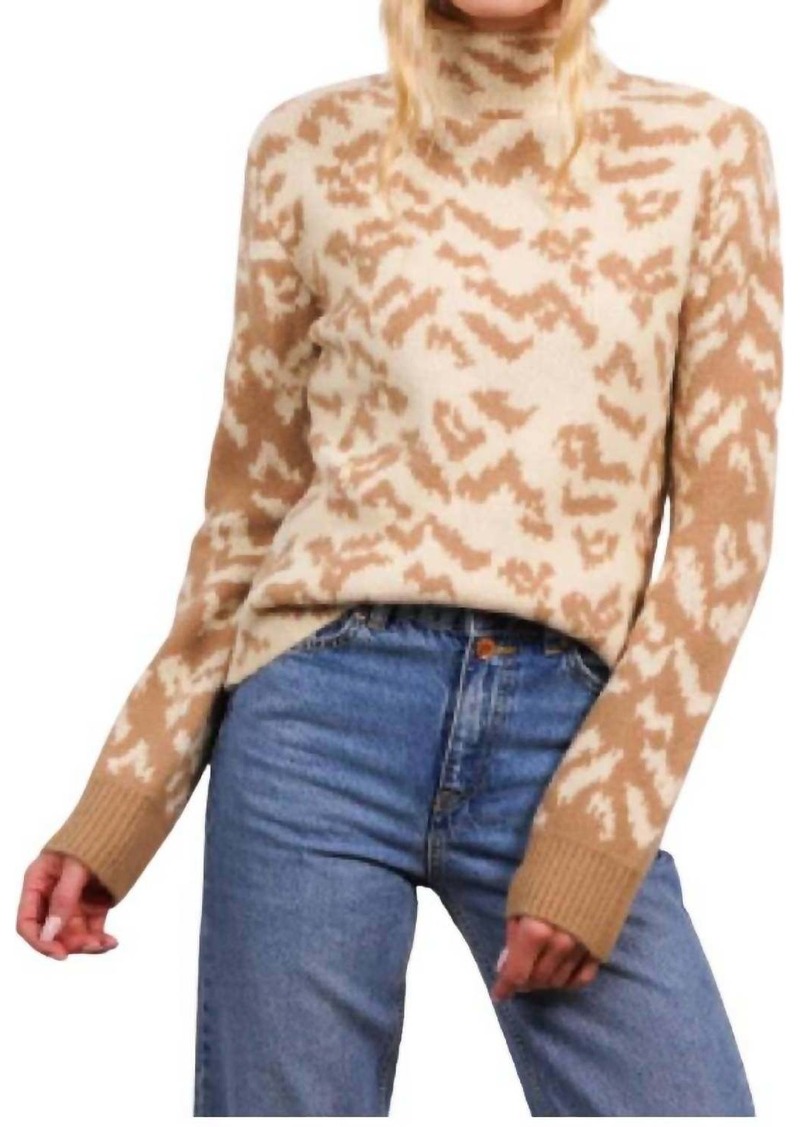 Central Park West Lola Animal T-Neck Top In Camel
