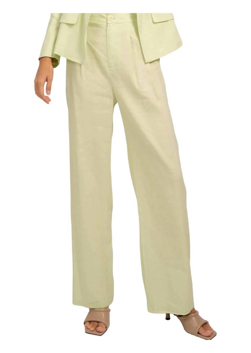 Central Park West Niall Linen Pants In Pistachio