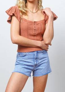 Central Park West Pointelle Top In Terracotta