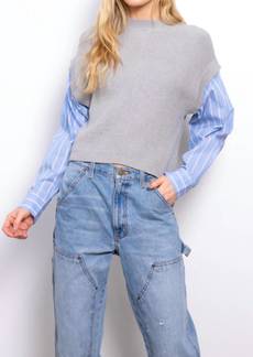 Central Park West Sutton Shirt Sleeve Sweater In Grey