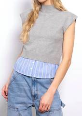 Central Park West Sutton Shirt Tail Turtleneck Sweater In Grey