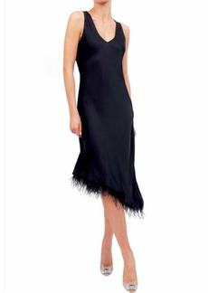 Central Park West Sylvie Marabou Sweep Dress In Black