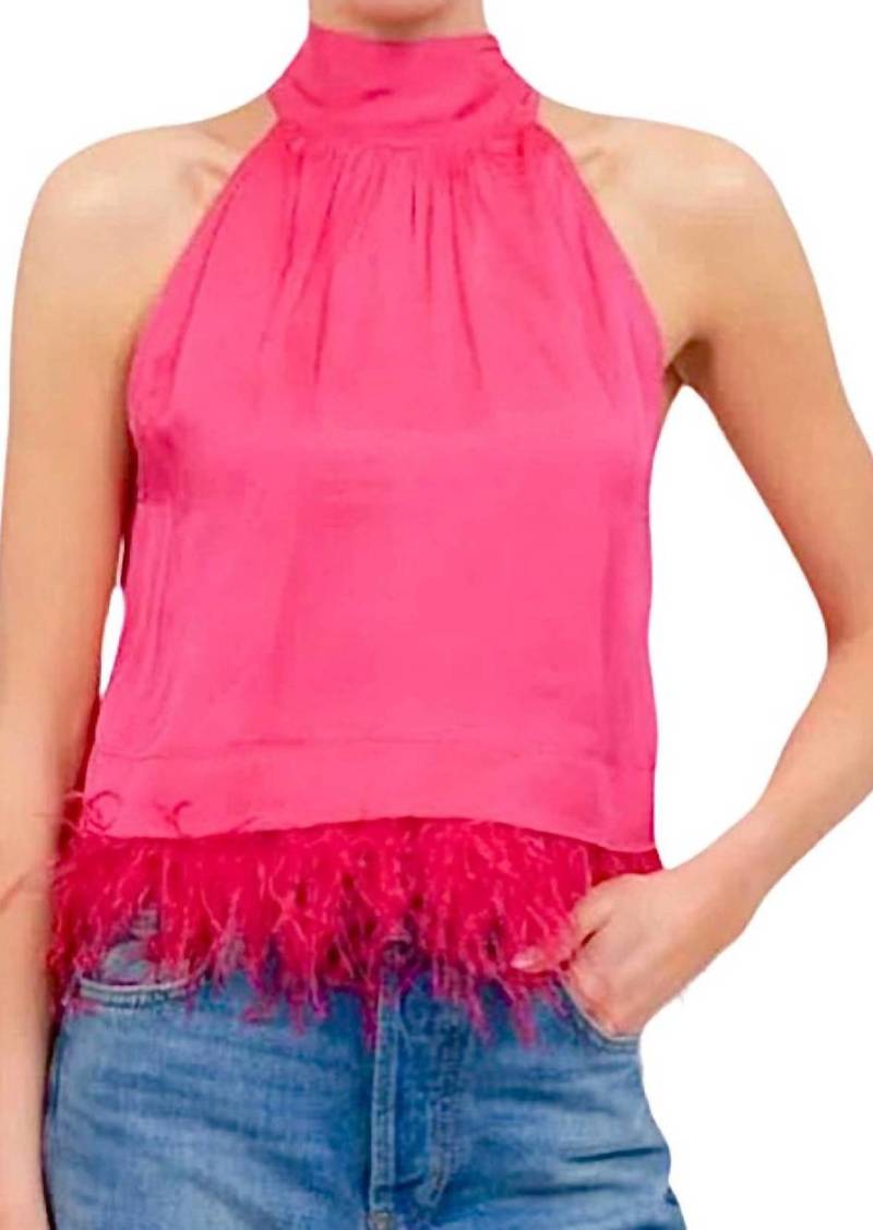 Central Park West Sylvie Marabou Sweep Top In Pink