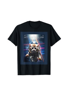 Champion Astronaut Cat with Interstellar Space Aesthetic Movie Poster T-Shirt