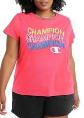 Champion Women's Classic Tee Wavy Script (Plus Size) Joyful Pink