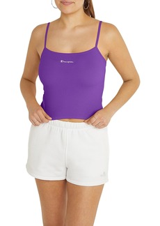 Champion Everyday Cami Moisture-Wicking Garment-Washed Tank Top for Women Purple Cactus Flower  Script