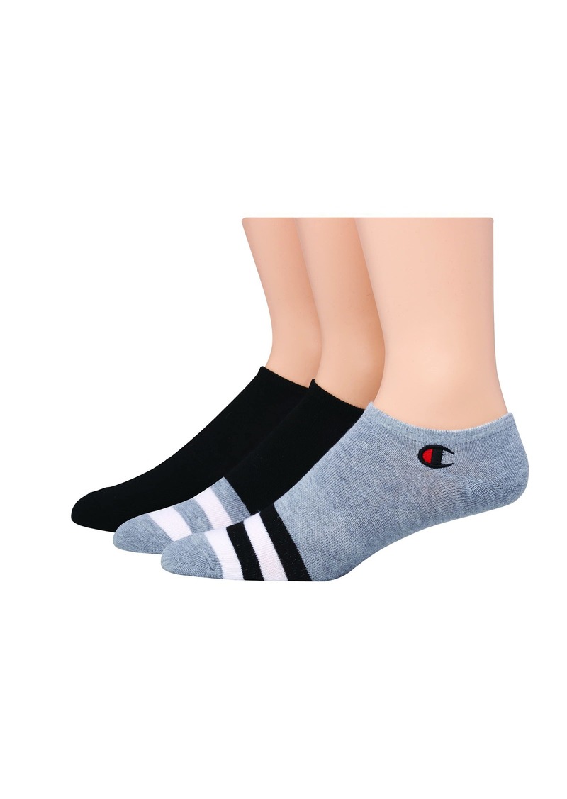 Champion Men's 3-Pack Super No Show w/Embroidery Socks