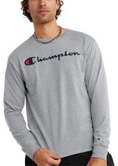 Champion mens Classic Long-sleeve Cotton Tee Assorted Logos Essential Long-sleeve Cotton T-shirt Basic Logo Tee T Shirt Oxford Gray-y06794  US
