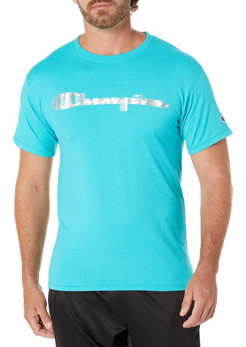 Champion mens Classic T-shirt Graphic Script T Shirt Electric Cyan-586d9a  US