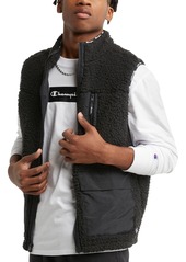 Champion Men's Cozy Standard-Fit Mixed-Media Plush Fleece Vest - Natural Nt/black