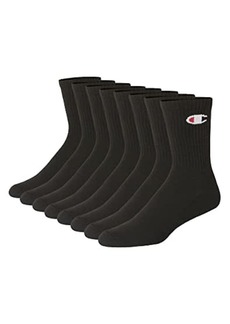 Champion Men's Double Dry Moisture Wicking Crew Socks 6 8 12 Packs Availabe Black-8 Pack