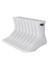 Champion Men's Double Dry Moisture Wicking Crew Socks 6 8 12 Packs Availabe White-8 Pack