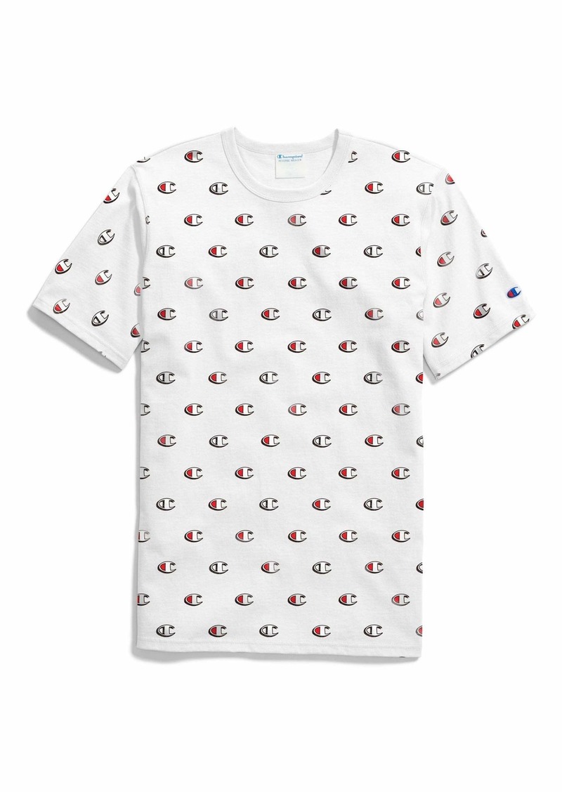 Champion Men's Heritage Tee-All Over Script SCRIBBLE LOGO WHITE