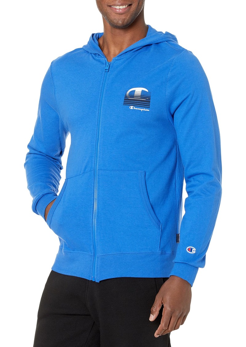 Champion Men's Middleweight Jersey Full Zip Hoodie Left Chest C Bright Royal-586DUA