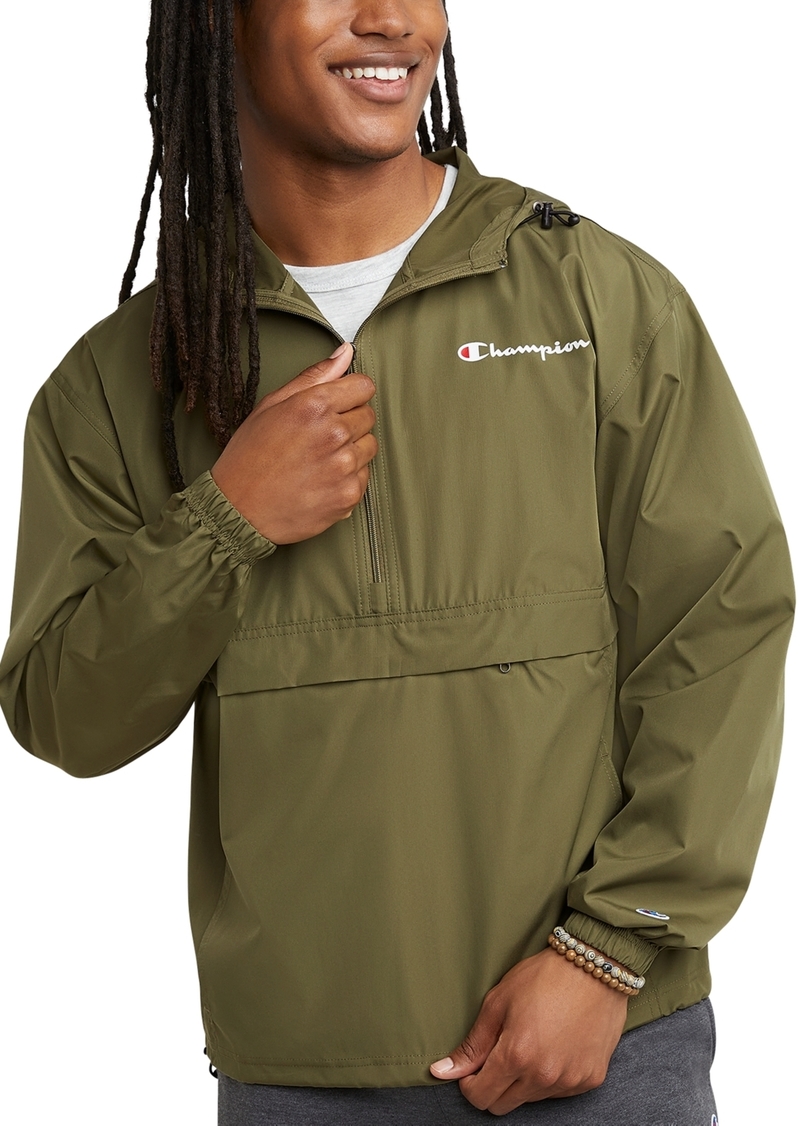 Champion Men's Packable Half-Zip Hooded Water-Resistant Jacket - Cargo Olive
