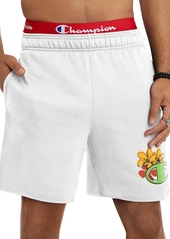 "Champion Men's Powerblend Standard-Fit Logo-Print 7"" Fleece Shorts - White"