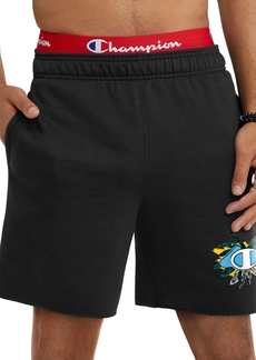"Champion Men's Powerblend Standard-Fit Logo-Print 7"" Fleece Shorts - Black"