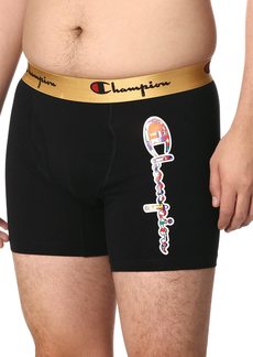 Champion Men's Spirit Cotton Stretch Boxer Brief Black with Olympic Flag Logo