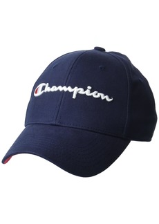 Champion Classic Twill Hat Cotton Baseball Cap for Men with Leather Back Strap Navy 3D Script