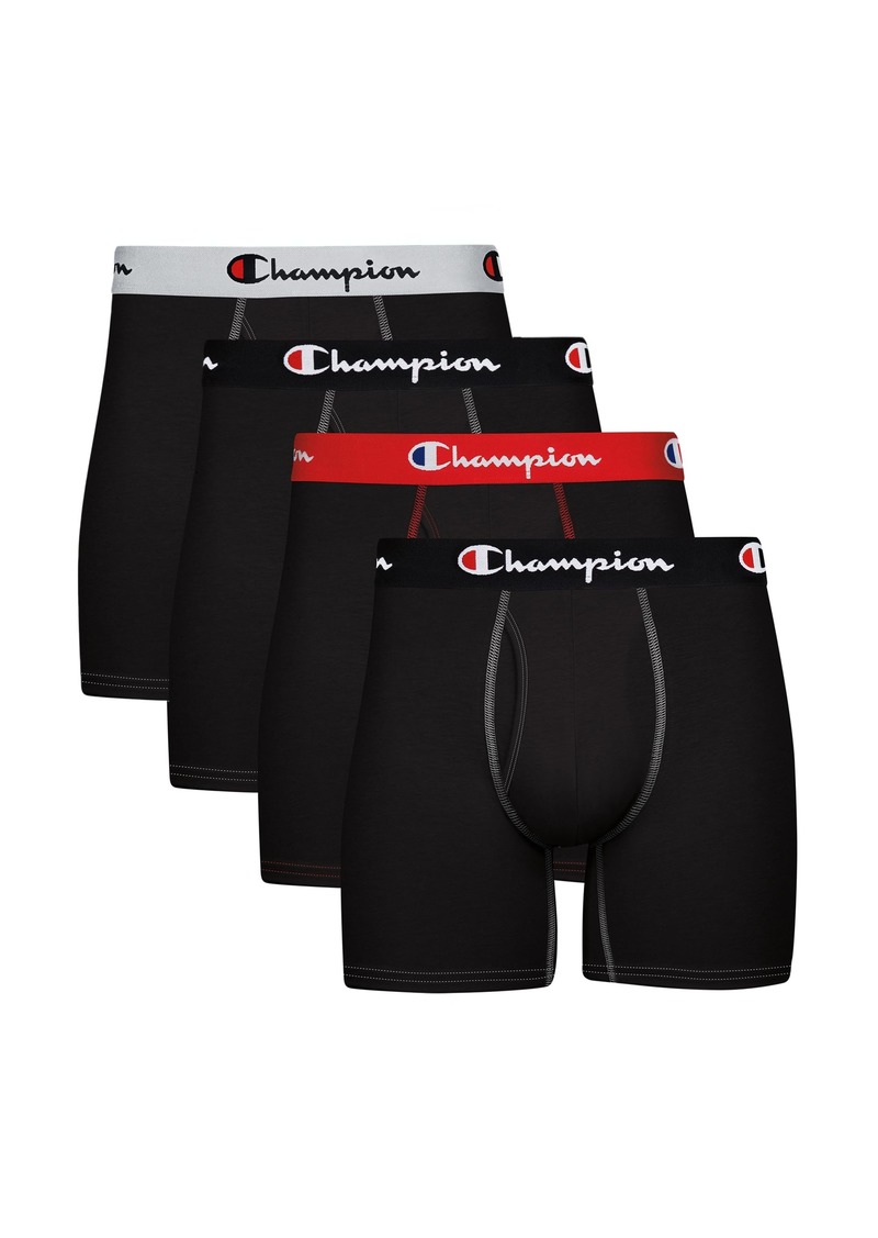 Champion Men's Underwear Total Support Pouch Boxer Briefs Moisture-Wicking Anti-Odor 4-Pack Black-4 Pack