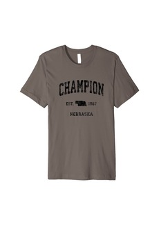 Champion Nebraska NE Vintage Athletic Black Sports Design Premium T-Shirt