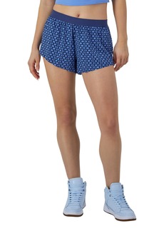 Champion Performance Moisture-Wicking Athletic Shorts with Liner for Women 2.5" C Interlock Blown Glass Blue HD C Logo