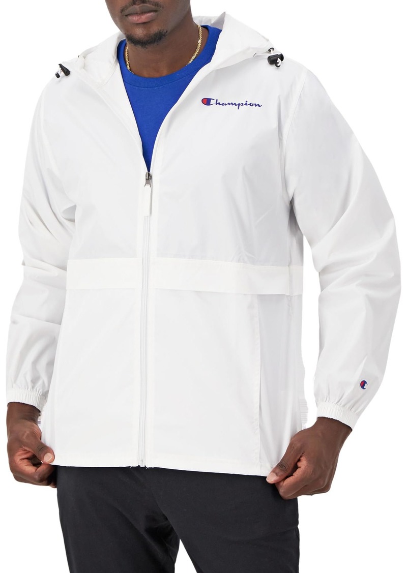 Champion Stadium Full-Zip Wind Water Resistant Jacket for Men White  Script