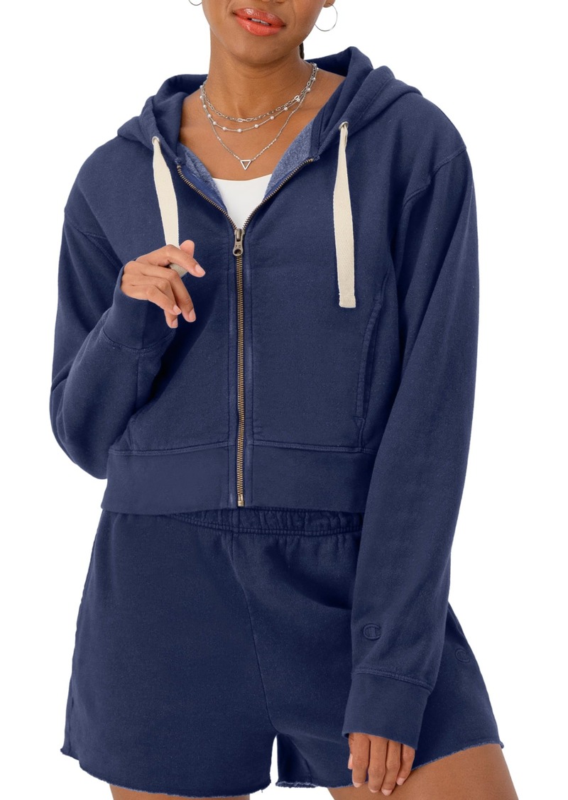 Champion Sweatshirt Zip-Up Hoodie with Vintage Wash for Women