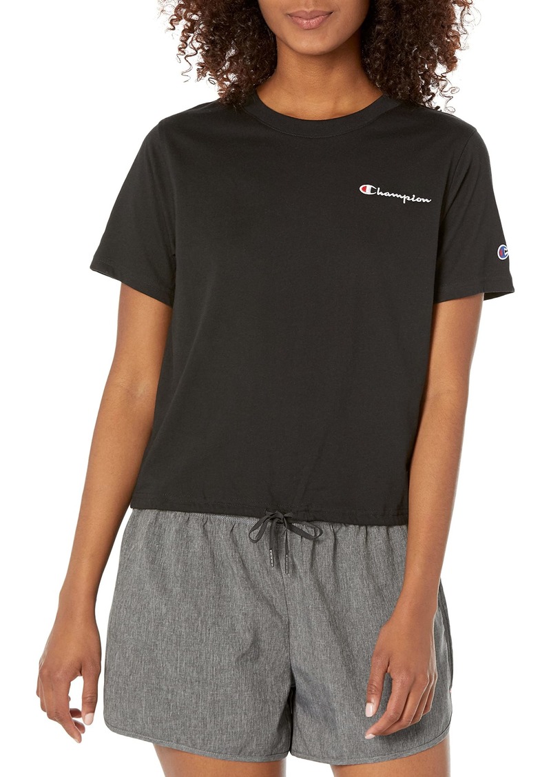 Champion womens Tee Campus Drawstring Tee Left Chest Script   US