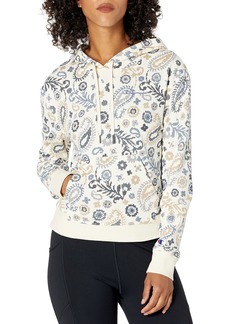 Champion Women's Campus French Terry Hoodie CROSS STITCH PAISLEY NEUTRAL X SMALL