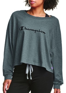 Champion womens Champion Women's Sleep Cropped Tee Script Logo Pajama Top   US