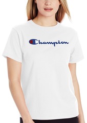 Champion Women's Cotton Classic Crewneck Logo T-Shirt - White