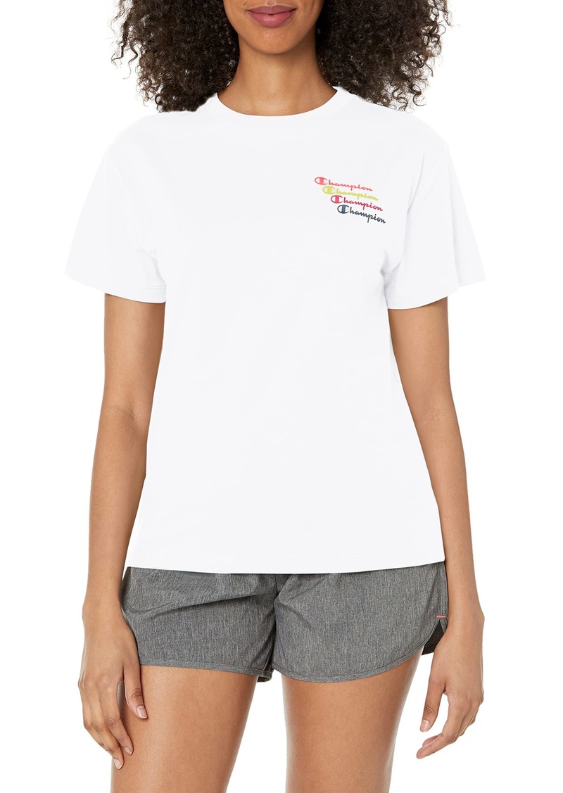 Champion womens Tee Classic Tee Left Chest Multi Script White-586fsa  US