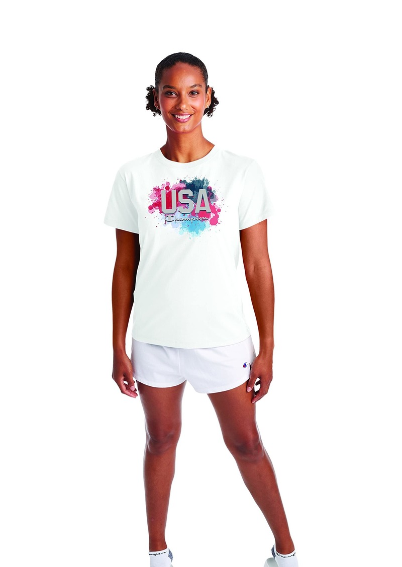 Champion womens Classic Tee Usa T Shirt White-586921  US