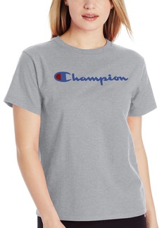 Champion Women's Cotton Classic Crewneck Logo T-Shirt - Oxford Gray