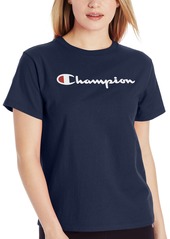 Champion Women's Cotton Classic Crewneck Logo T-Shirt - Athletic Navy