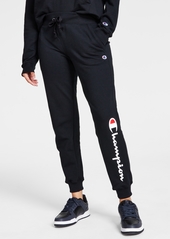 Champion Women's Drawstring Logo Fleece Jogger Sweatpants - Black