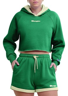 Champion Women's Hoodie Reverse Two-Tone Cropped Classic Fleece Hooded Sweatshirt Logo
