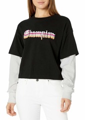 Champion Women's MIDDLEWEIGHT Cropped 2-FER TEE