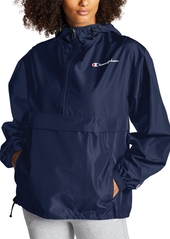 Champion Women's Packable Hooded Windbreaker Jacket - Black