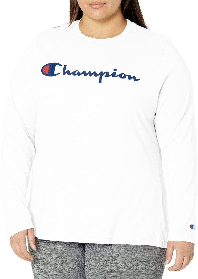 Champion Long Sleeve Graphic Tee Women’s Plus Size Logo Shirt White-Y07466